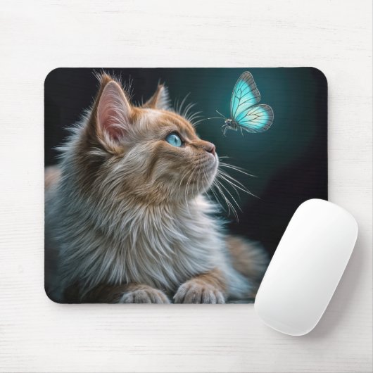Katze Blick auf einen Neon Butterfly Mousepad (Mit Mouse)