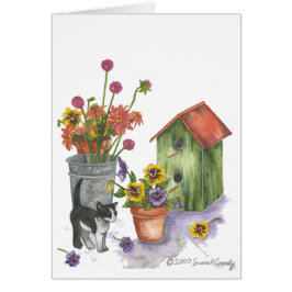 Katze Blume Birdhouse Watercolor "Willie"