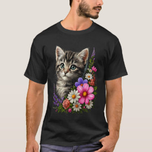 Katze Blume Niedlich Blumen Katzenbaby T-Shirt