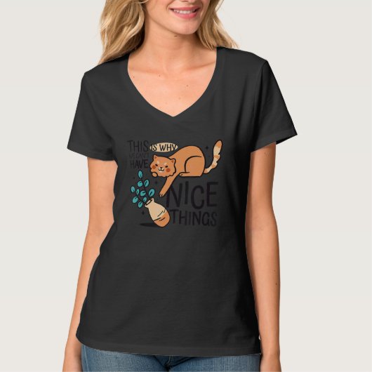 Katze Blume Vase 1 T-Shirt (Vorderseite)