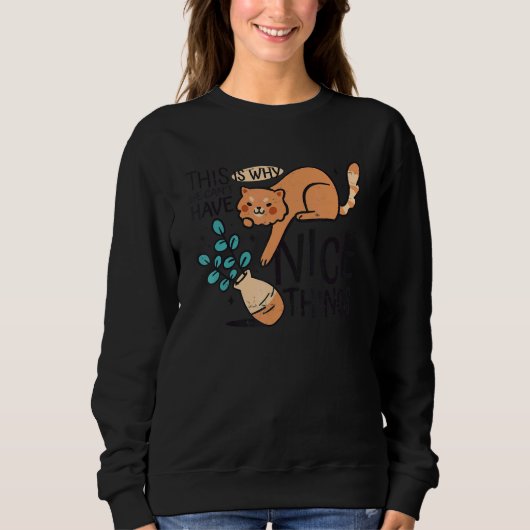 Katze Blume Vase 2 Sweatshirt (Vorderseite)