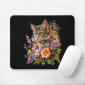 Katze Blumen floral süß Kitten Grafik Mousepad (Mit Mouse)