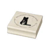 Katze & Blumen Rücksende-Adresse-Stempel Gummistempel (Stempel)