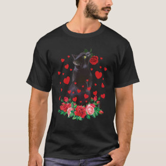 Katze Blumen Valentinstag Süße Katze Kitty Liebe P T-Shirt