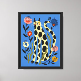 Katze & Blumen Wasserfarben Leinwanddruck