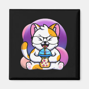 Katze Boba fressen ramen Anime kawaii neko Katze e Magnet