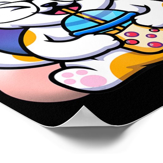 Katze Boba fressen ramen Anime kawaii neko Katze e Poster (Ecke)
