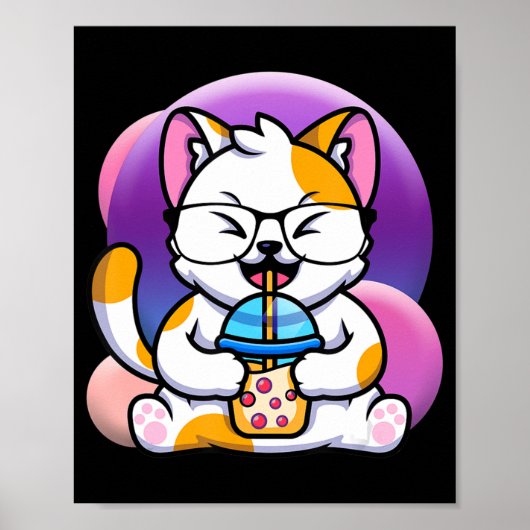 Katze Boba fressen ramen Anime kawaii neko Katze e Poster (Vorne)