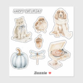 Katze Bogen Caturday Vogel Hund Aufkleber (Blatt)