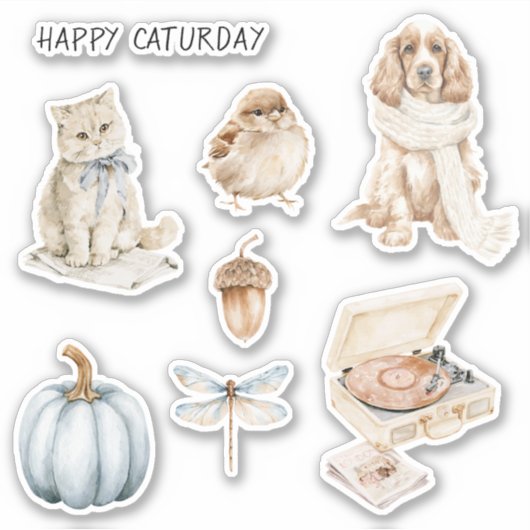 Katze Bogen Caturday Vogel Hund Aufkleber (Vorderseite)
