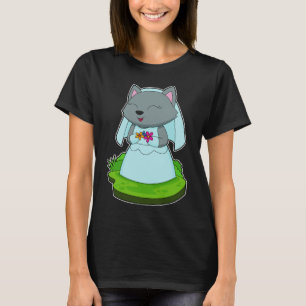 Katze Braut Blumen Hochzeit T-Shirt