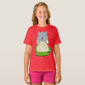 Katze Brautschleier Hochzeit T-Shirt (Vorne ganz)
