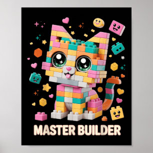Katze Brick Bausteine Master Erbauer Katzenliebhab Poster