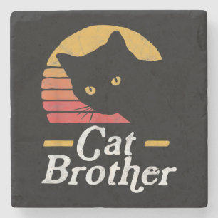 Katze Brother Vintage Retro Geschenk für Katze Lov Steinuntersetzer