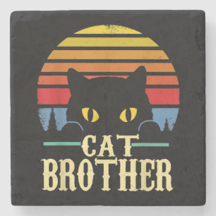 Katze Brother Vintage Retro Geschenk für Katze Lov Steinuntersetzer