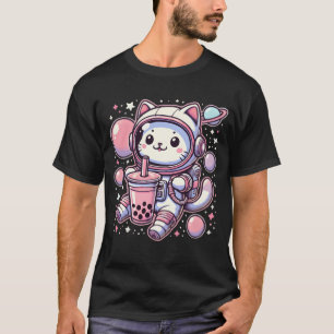 Katze Bubble Bobaea im Weltraum Astronaut Anime Ju T-Shirt
