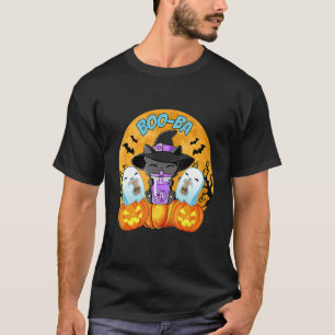 Katze Bubble Tea Geist Kürbis Halloween Kostüm Jun T-Shirt