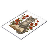 Katze buchen - Niedliche Lesekatze mit Pflücken fü Notizblock (Linke Seite)