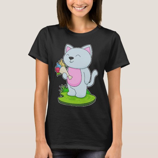 Katze Bündel von Blume T-Shirt (Vorderseite)