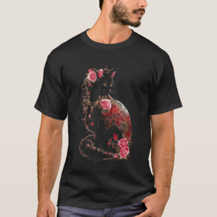 Katze Bunte Blumenmuster Vintage Blumen Kitte T-Shirt
