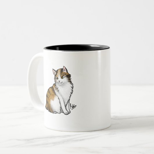 Katze Calico Taillenbarsch Zweifarbige Tasse (Vorderseite Links)