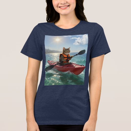 Katze cayak Tri-Blend shirt (Vorderseite)