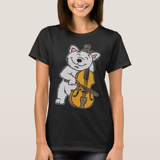 Katze Cello Musiklehrerin T-Shirt (Vorderseite)