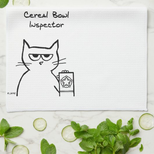 Katze, Cerealien Bowl Inspector - Funny Kittuch Handtuch (Gefaltet)