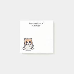 Katze, Chat in einem Kaffee-Cup, Kätzchen Post-it Klebezettel