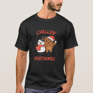 Katze chillen mit meinem Schneemie Schneemann Wort T-Shirt