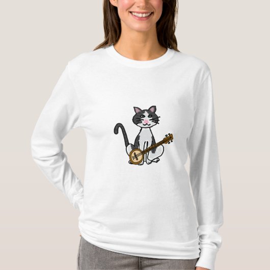 Katze CO, die das Banjo-Shirt spielt T-Shirt (Vorderseite)