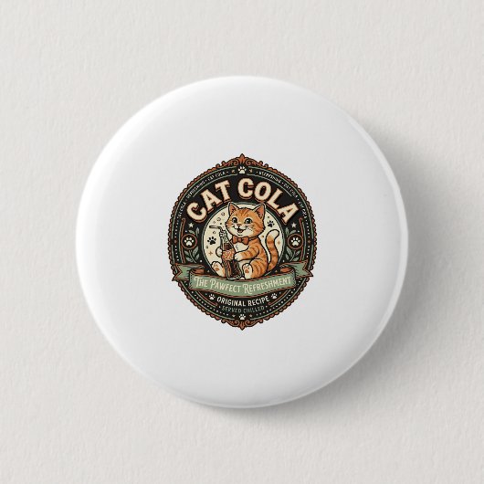 Katze Cola Katze Soda Pop Getränk Label Katze Vint Button (Vorderseite)