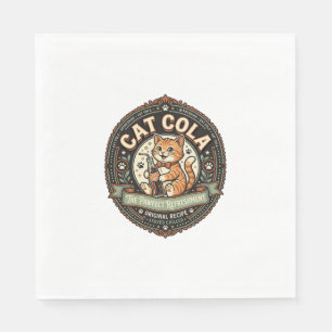 Katze Cola Katze Soda Pop Getränk Label Katze Vint Serviette