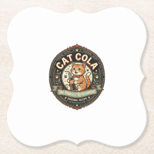 Katze Cola Katze Soda Pop Getränk Label Katze Vint Untersetzer