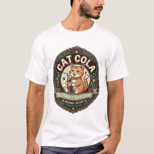 Katze Cola Katze Soda Pop Getränkeetikett Katze Vi T-Shirt