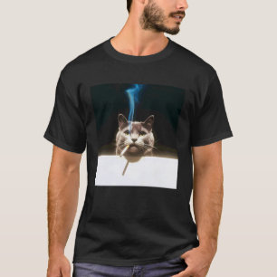 Katze Cool Rauch Meme Retro Humor für traurige Kat T-Shirt