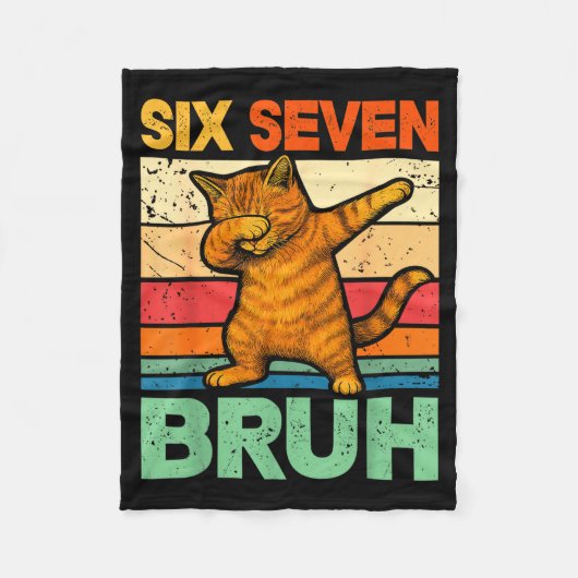 Katze Dabbing Bruh 67 Meme 6 7 Sechs Sieben  Fleecedecke (Vorderseite)