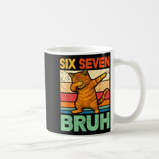 Katze Dabbing Bruh 67 Meme 6 7 Sechs Sieben  Kaffeetasse (Rechts)