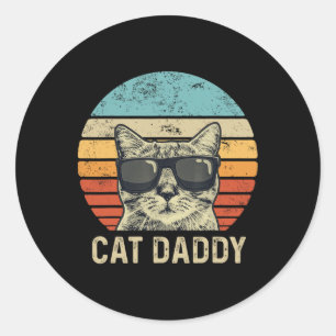 Katze Daddy Retro Katzenunterwäsche Cool Katzenvor Runder Aufkleber