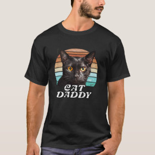 Katze Daddy Schwarze Katze Vintage Achtziger Stil T-Shirt