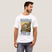 Katze Das ist, was ich lese Bücher, die ich trinke T-Shirt (Vorne ganz)