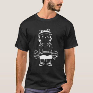 Katze Deadlift Kraftdreikampf Fitnessstudio Gewich T-Shirt
