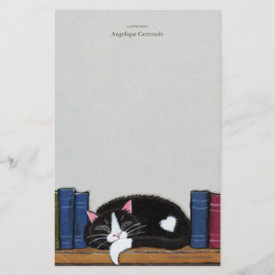 Katze der Buch-Liebe- auf einem Briefpapier