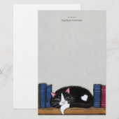 Katze der Buch-Liebe-| auf einem Briefpapier (Vorne/Hinten)