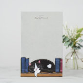 Katze der Buch-Liebe-| auf einem Briefpapier (Stehend Vorderseite)
