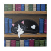 Katze der Buch-Liebe-|, die auf Fliese (Vorderseite)