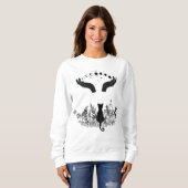 Katze der Vintagen Himmelsmondphasen Sweatshirt (Vorne ganz)