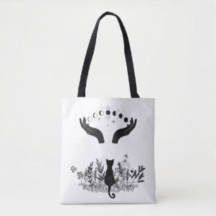 Katze der Vintagen Himmelsmondphasen Tasche