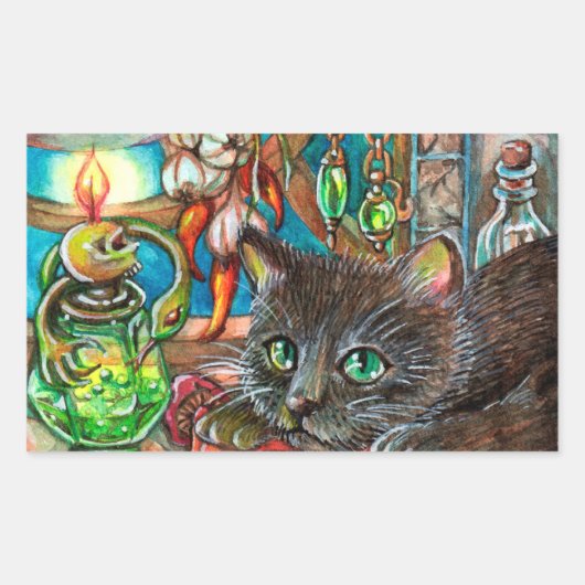 Katze des Alchemist Rechteckiger Aufkleber (Vorderseite)