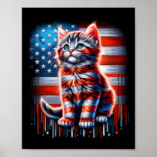 Katze des Juli USA-Flagge Süße Kätzchen Gedenktag  Poster